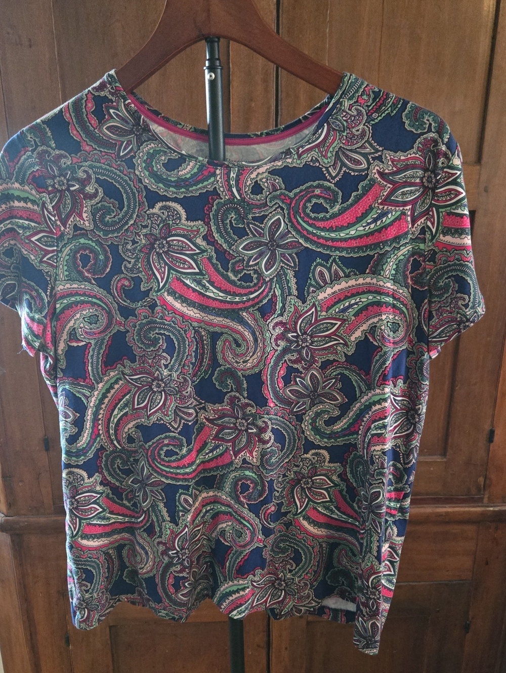 croft & barrow Navy Paisley Short-Sleeve Crewneck Tee